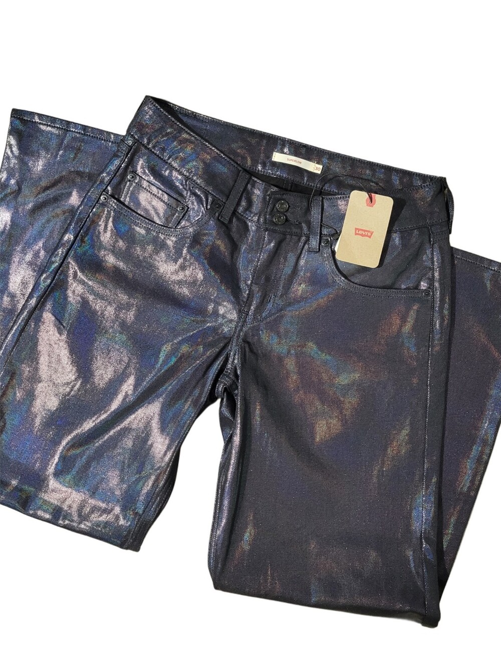 Levi's Superlow Holographic Jeans Size 30 NWT